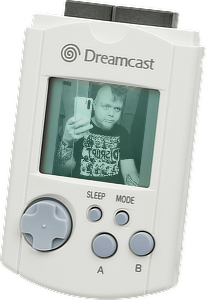 A photo of me but inside of a Dreamcast VMU