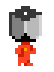 A small running character in an orange jumpsuit and an OUYA console as its head