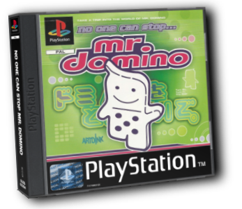 A photograph of the PAL box of No One Can Stop Mr. Domino
