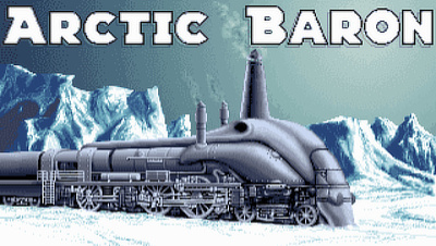 A formidable train is making its way through a harsh winter landscape