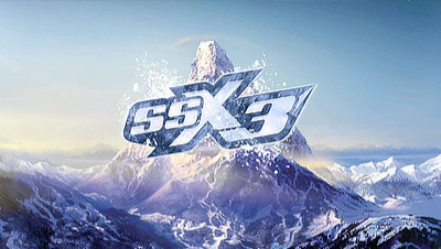 A mountain with the SSX3 logo in the middle